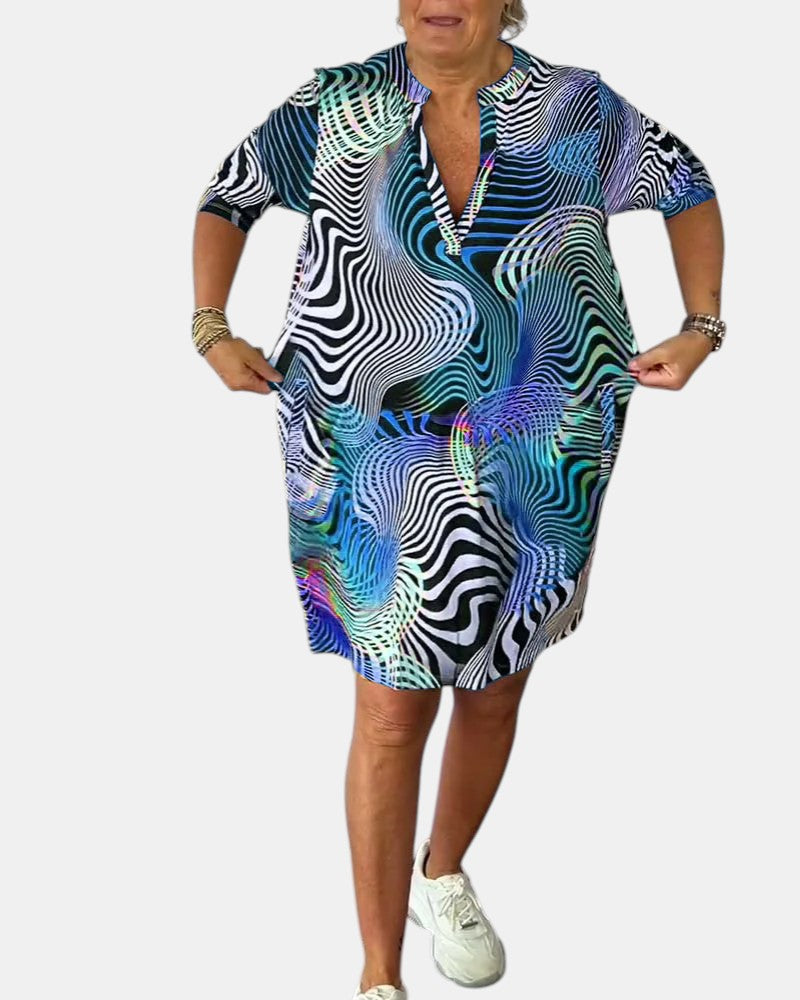 Jessica™ | Fargerik V-hals Kjole