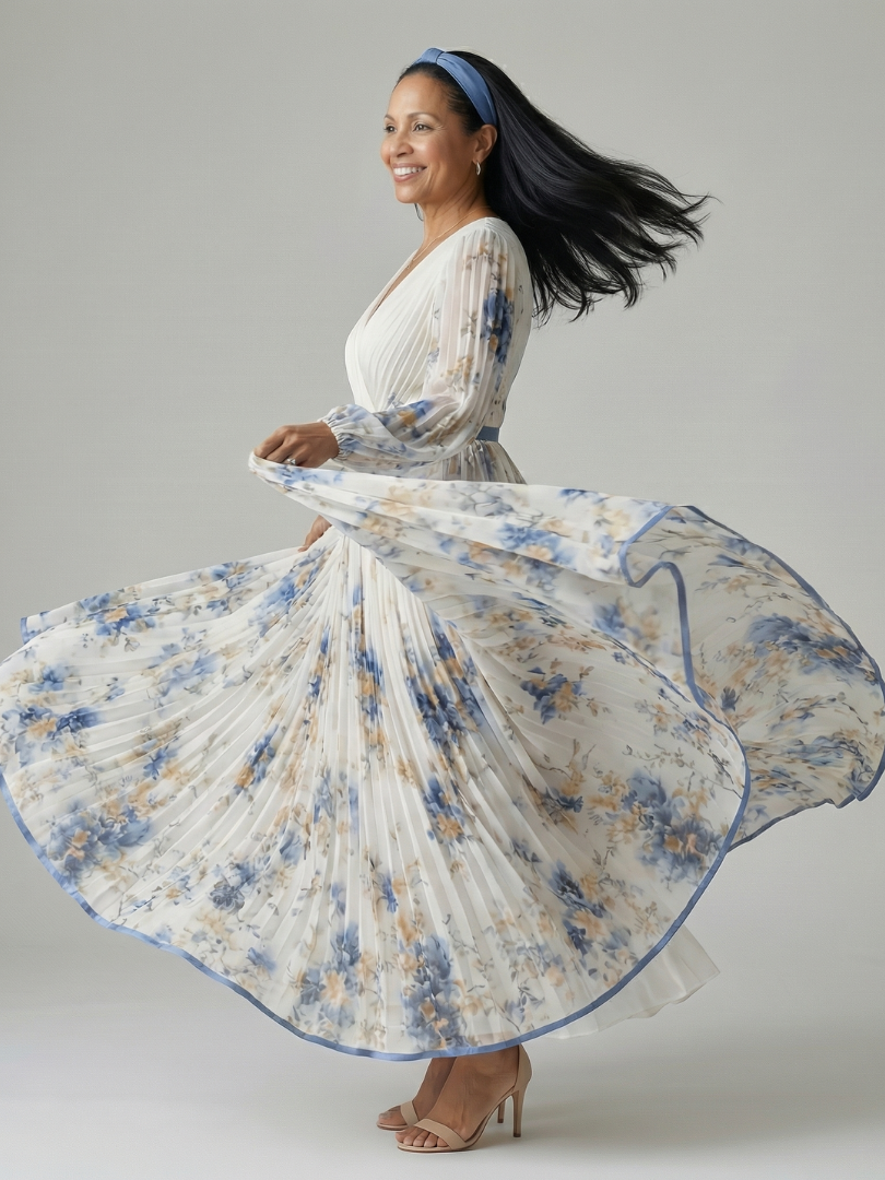 Rielle | Plisserte Wrap Midi Kjole