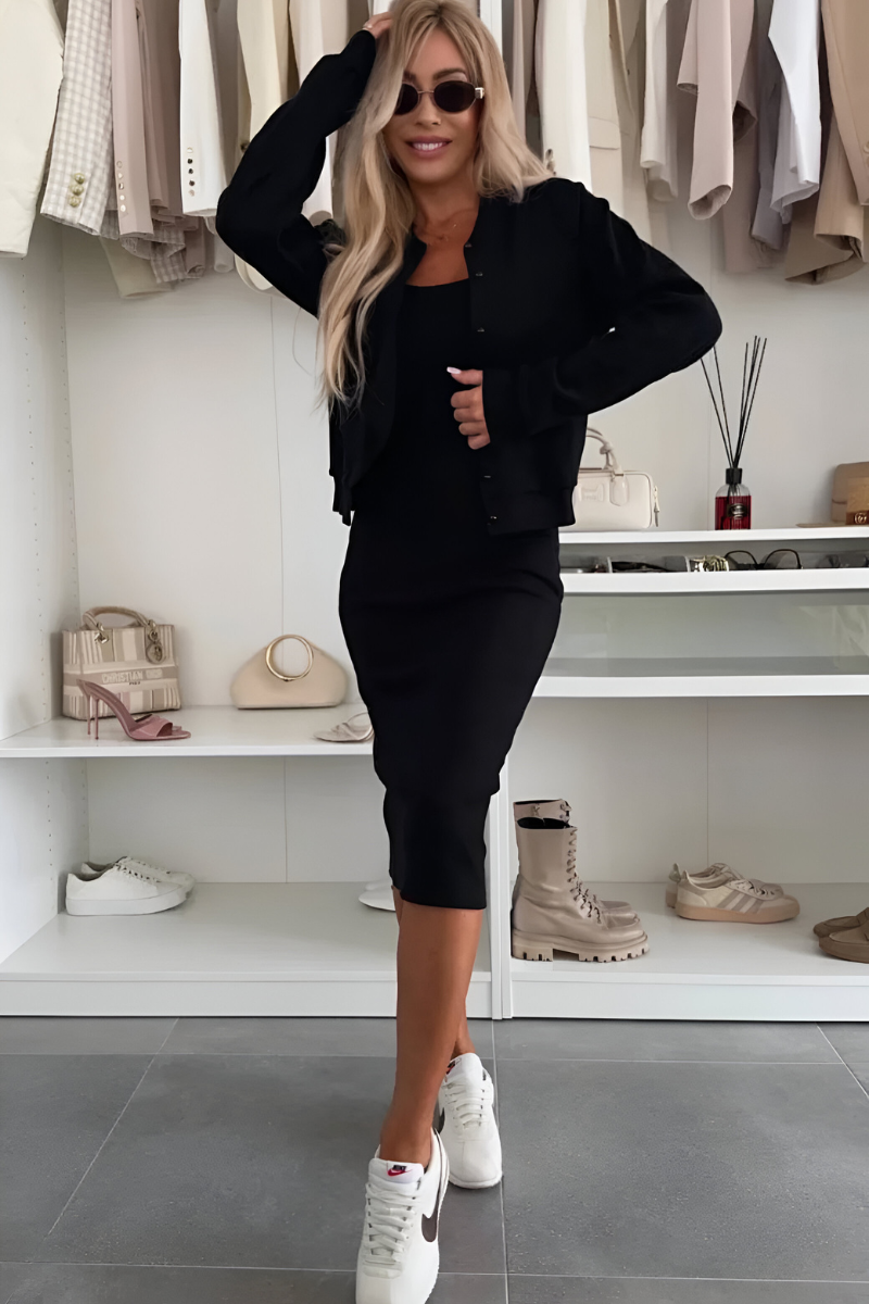 Elise™ | Elegant Midi Kjole & Gilet