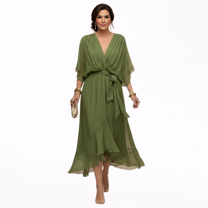Monica | Kjole i chiffon med V-hals