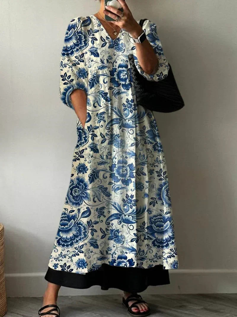 Elegant Kjole med Mia Print