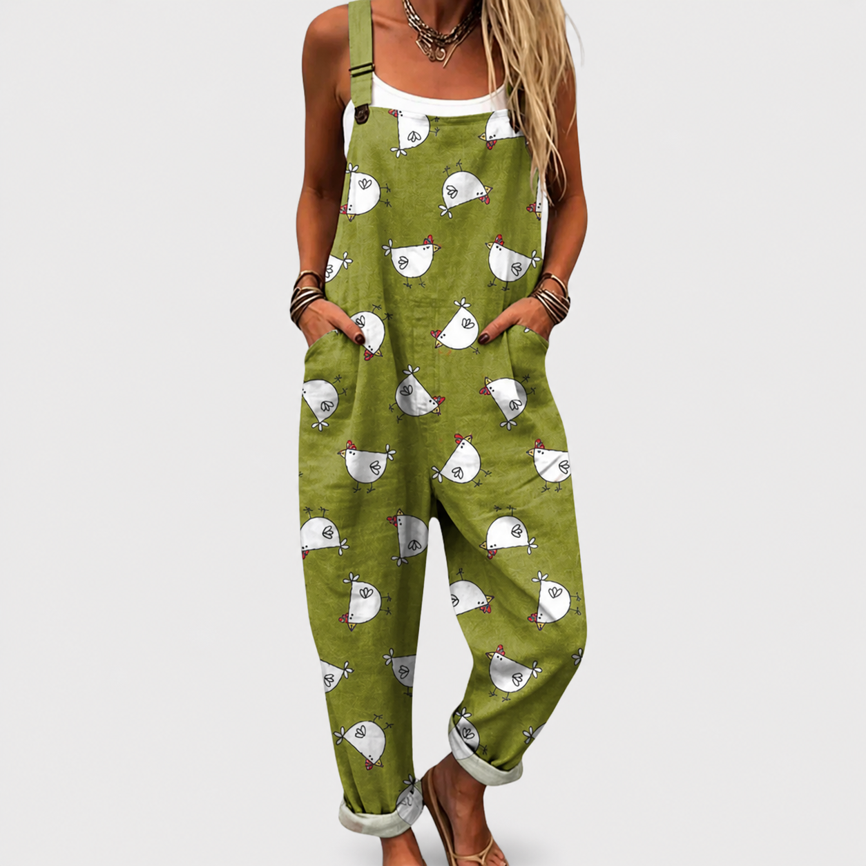 Comfortable printed dungarees