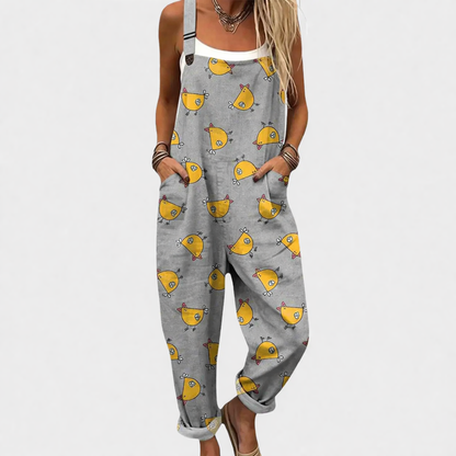 Comfortable printed dungarees