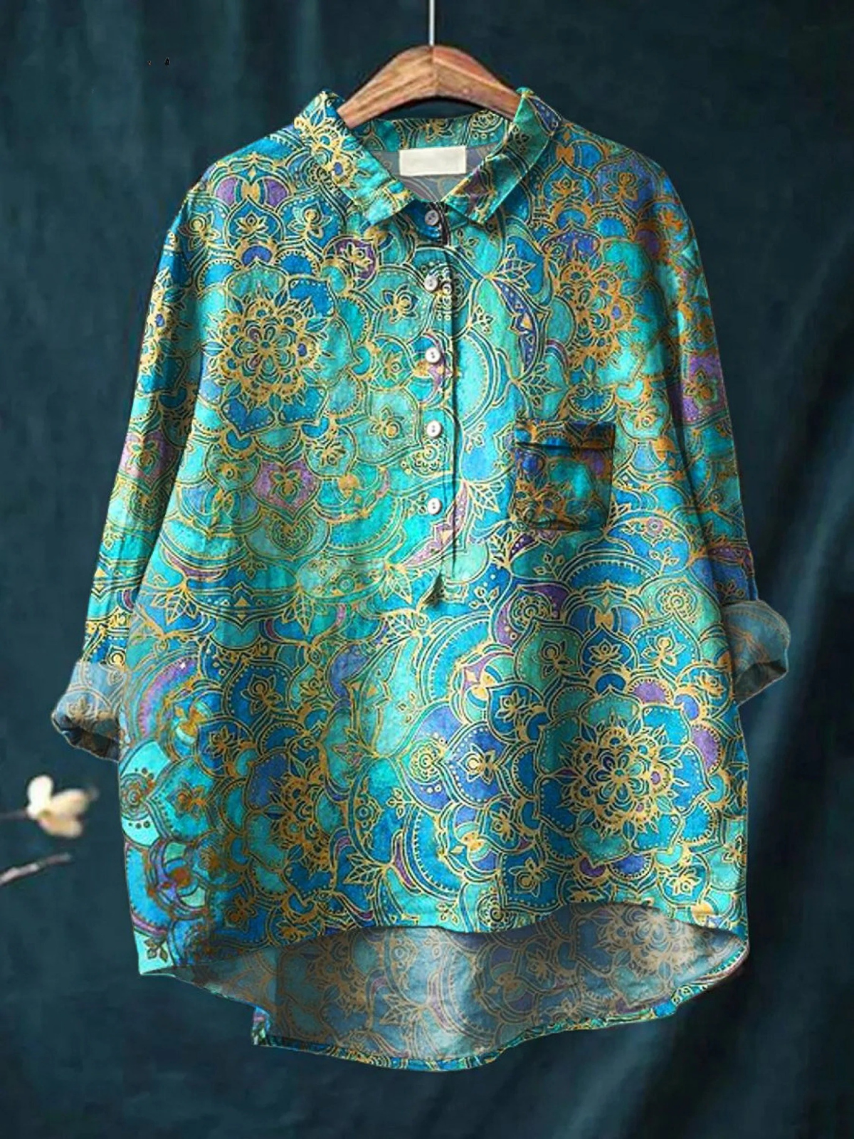 Kvinnes Retro Kunsttrykk Casual Skjorte