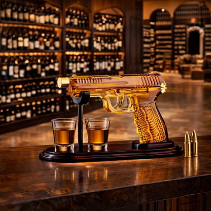 Whiskyflaske – Gun Set Edition med Glass