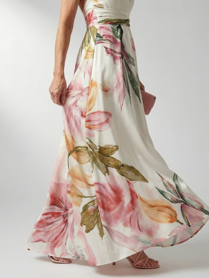 Amiel | Lys Blomstret Maxi Kjole