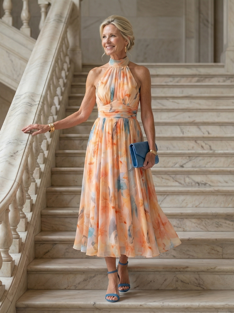 Elin | Myk Halter Midi Kjole