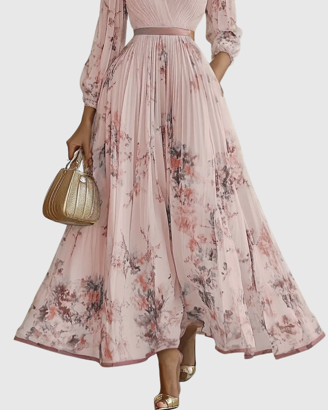 Rowella | Elegant Plisserte Maxi Kjole