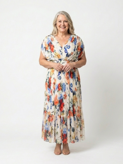 Savannah | Blomstrete Plisserte Midi
