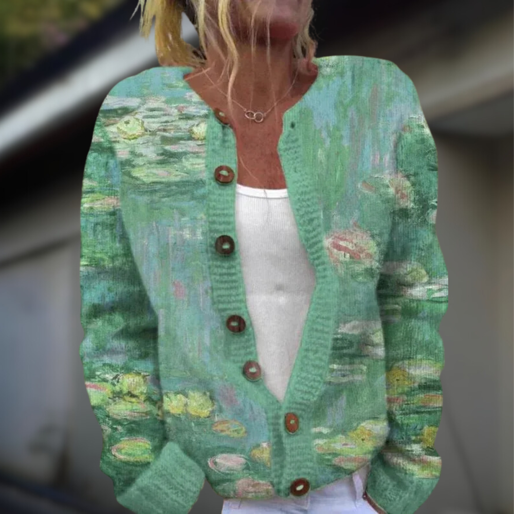 Anja™ | Strikket vest med trykk