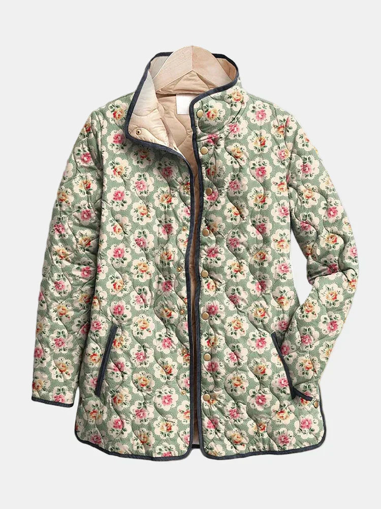 Aveline | Vintage Blomster Kunsttrykk Quiltet Jakke