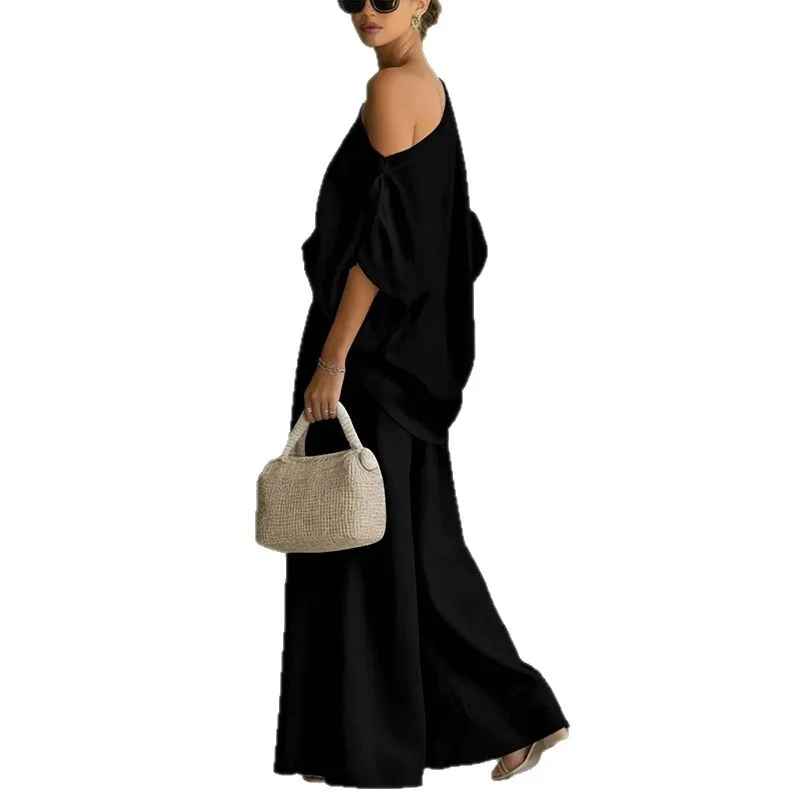 Lisa | Myk Off-Shoulder Topp og Tapered Bukse Sett