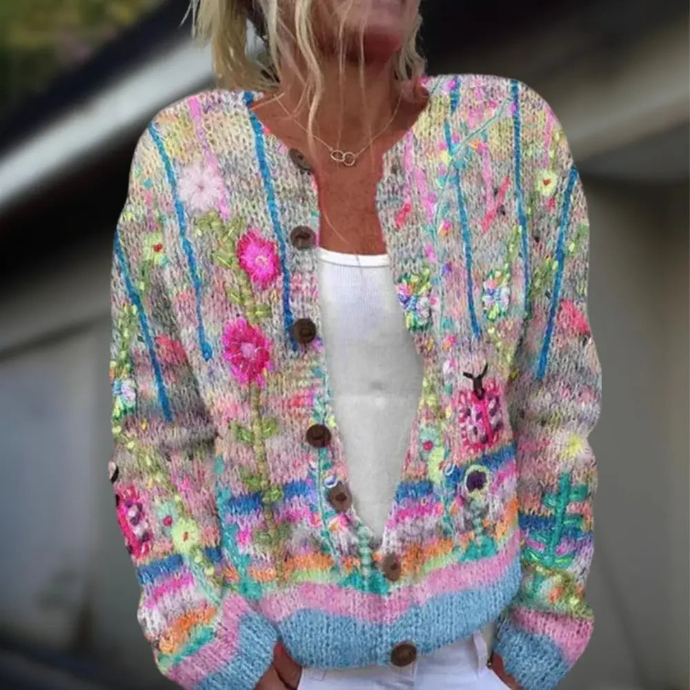 Anja™ | Strikket vest med trykk