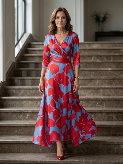 Celine | Krysset Wrap Midi Kjole