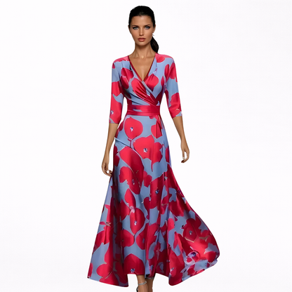Emilia | Maxi Kjole med Elegant Blomstertrykk