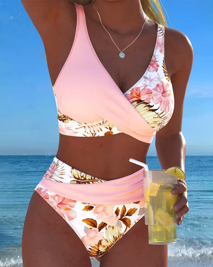 Bikini Kontrast Blomstertrykk