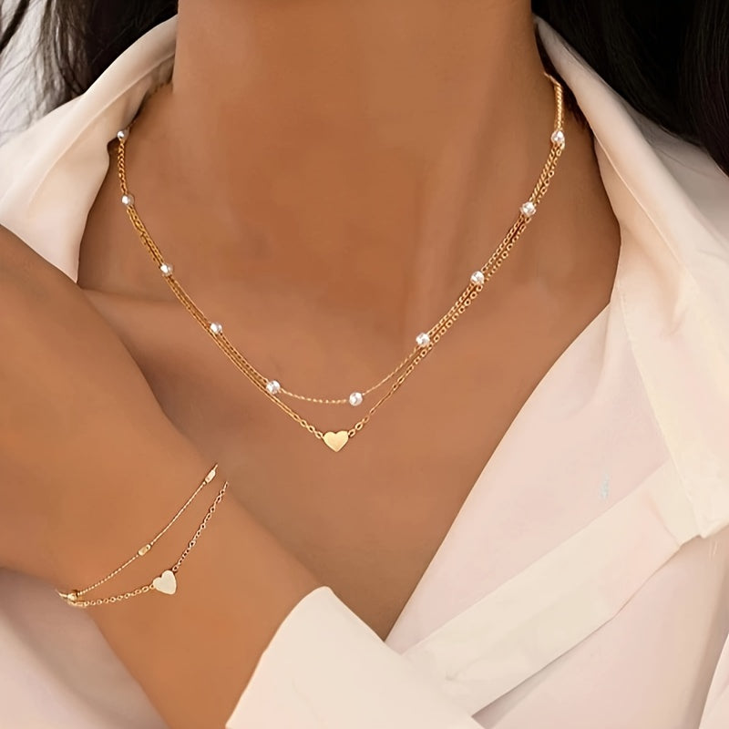 Elegant Minimalistisk Halskjede og Armbånd Sett