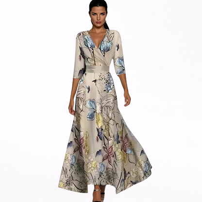 Emilia | Maxi Kjole med Elegant Blomsterprint
