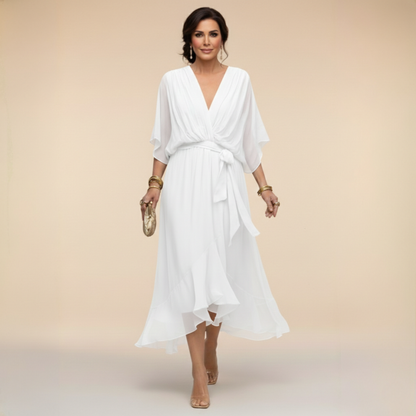Monica | Kjole i chiffon med V-hals