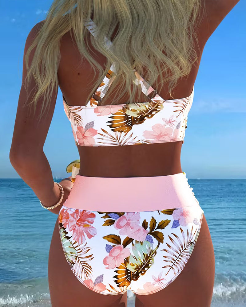 Bikini Kontrast Blomstertrykk
