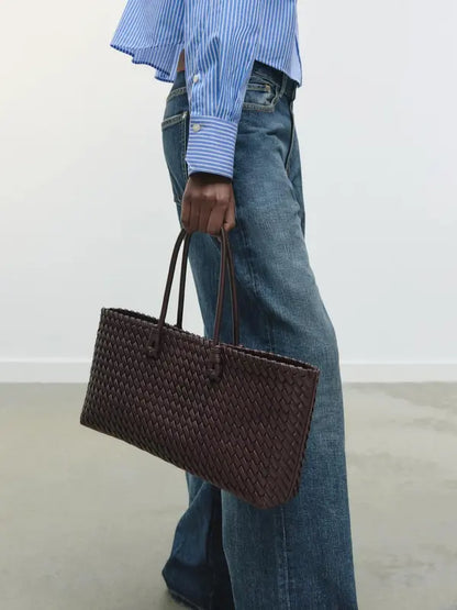 LINDSAY™ - Elegant Vevd Tote Bag for Hverdagsbruk