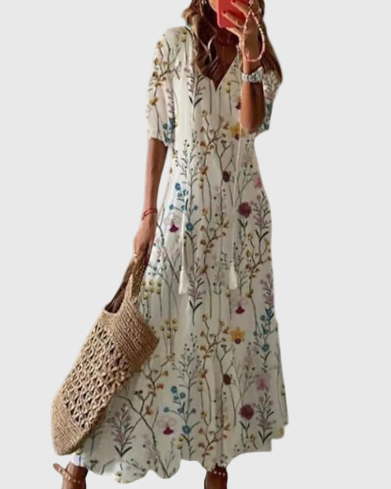 Amalia | Boho Vintage Sommer Maxi Kjole