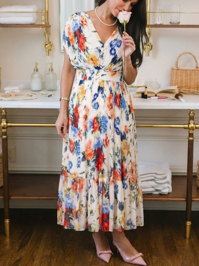 Savannah | Blomstrete Plisserte Midi