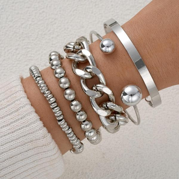 Sett med 5 Massive Armbånd for Sammenkobling