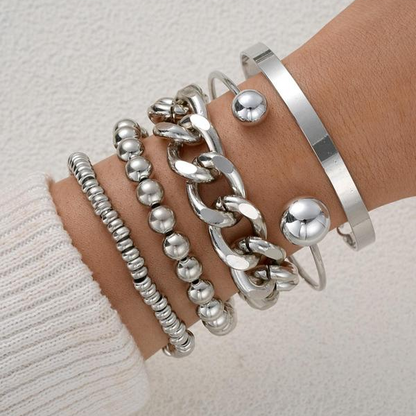 Sett med 5 Massive Armbånd for Sammenkobling