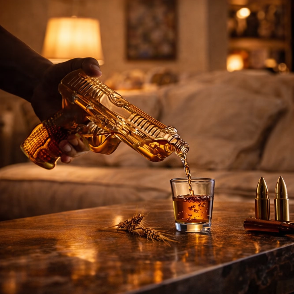 Whiskyflaske – Gun Set Edition med Glass