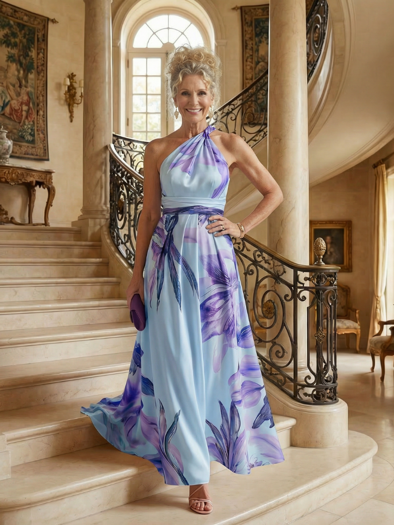 Amiel | Lys Blomstret Maxi Kjole