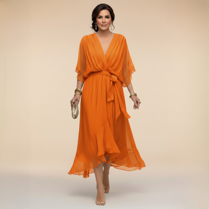 Monica | Kjole i chiffon med V-hals