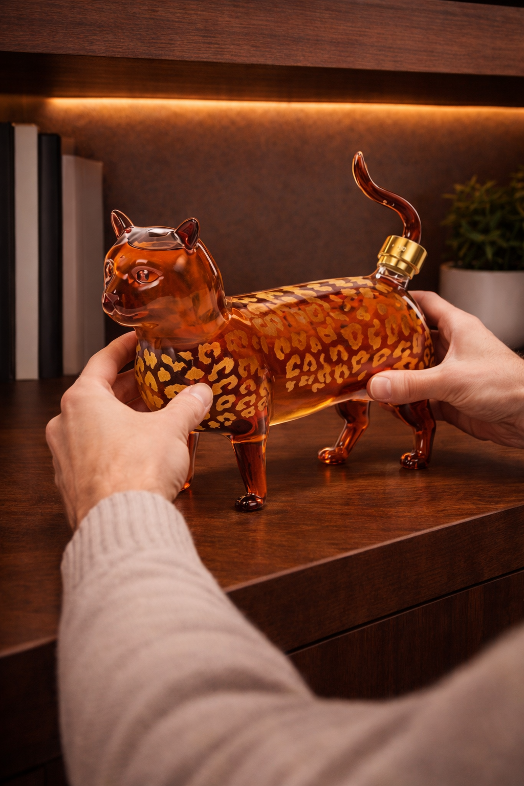 Whiskeyflaske – Leopardkatt-utgave