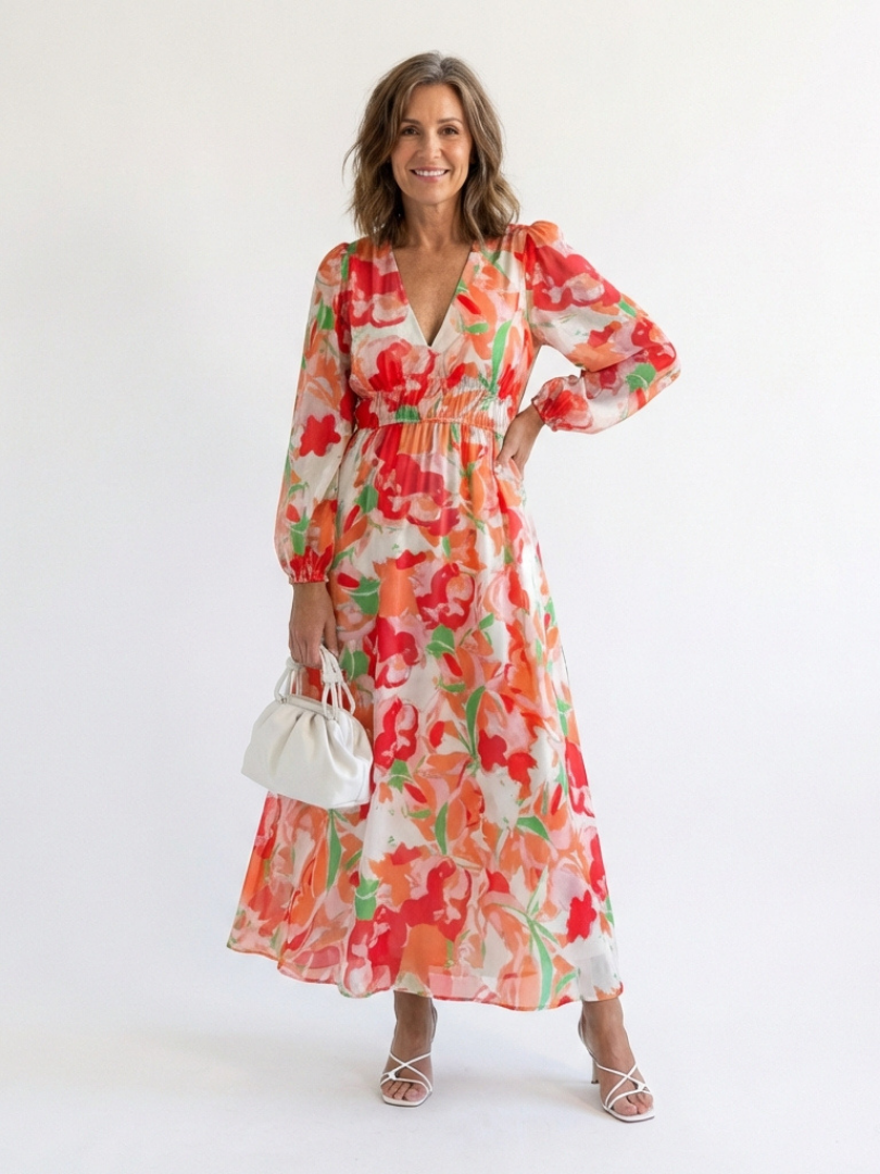 Althea | Langermet Blomster Maxi Kjole