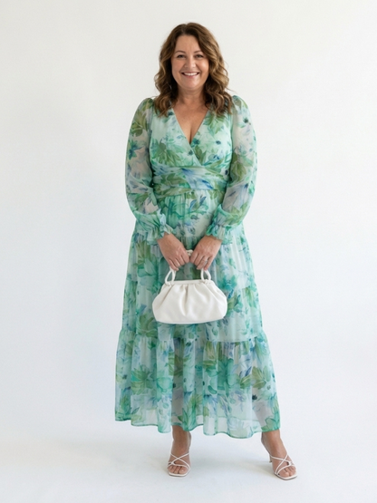 Althea | Langermet Blomster Maxi Kjole
