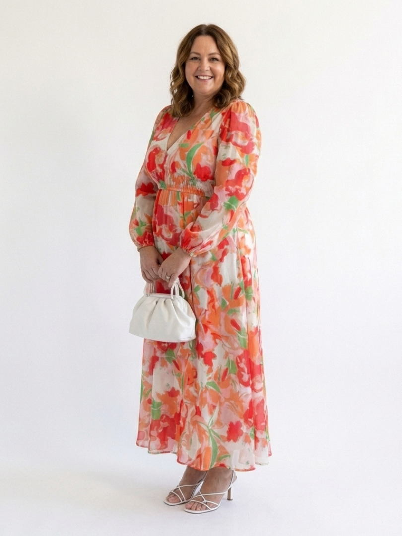 Althea | Langermet Blomster Maxi Kjole
