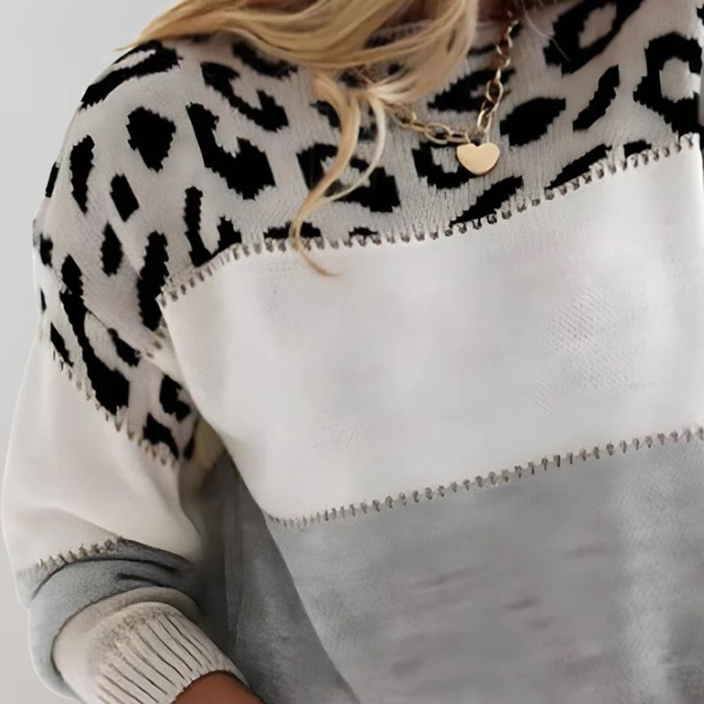 Rosa | Casual Genser med Leopardmønster