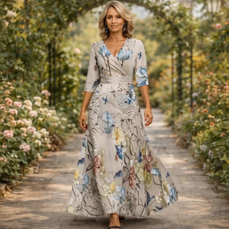 Fleur™ | Elegant Blomsterkjole med V-hals