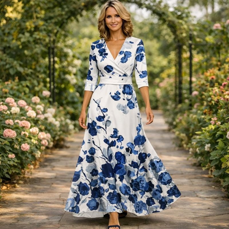 Fleur™ | Elegant Blomsterkjole med V-hals