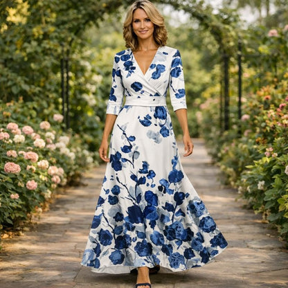 Fleur™ | Elegant Blomsterkjole med V-hals