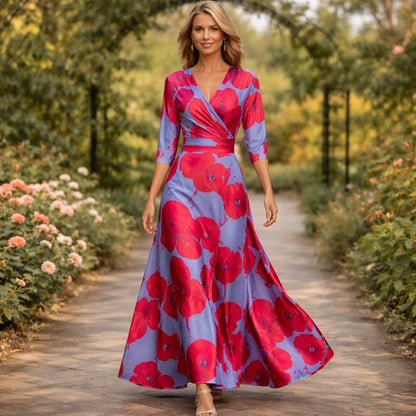 Fleur™ | Elegant Blomsterkjole med V-hals