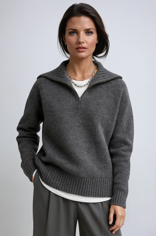 Amara | Strikket Zip-Up Turtleneck