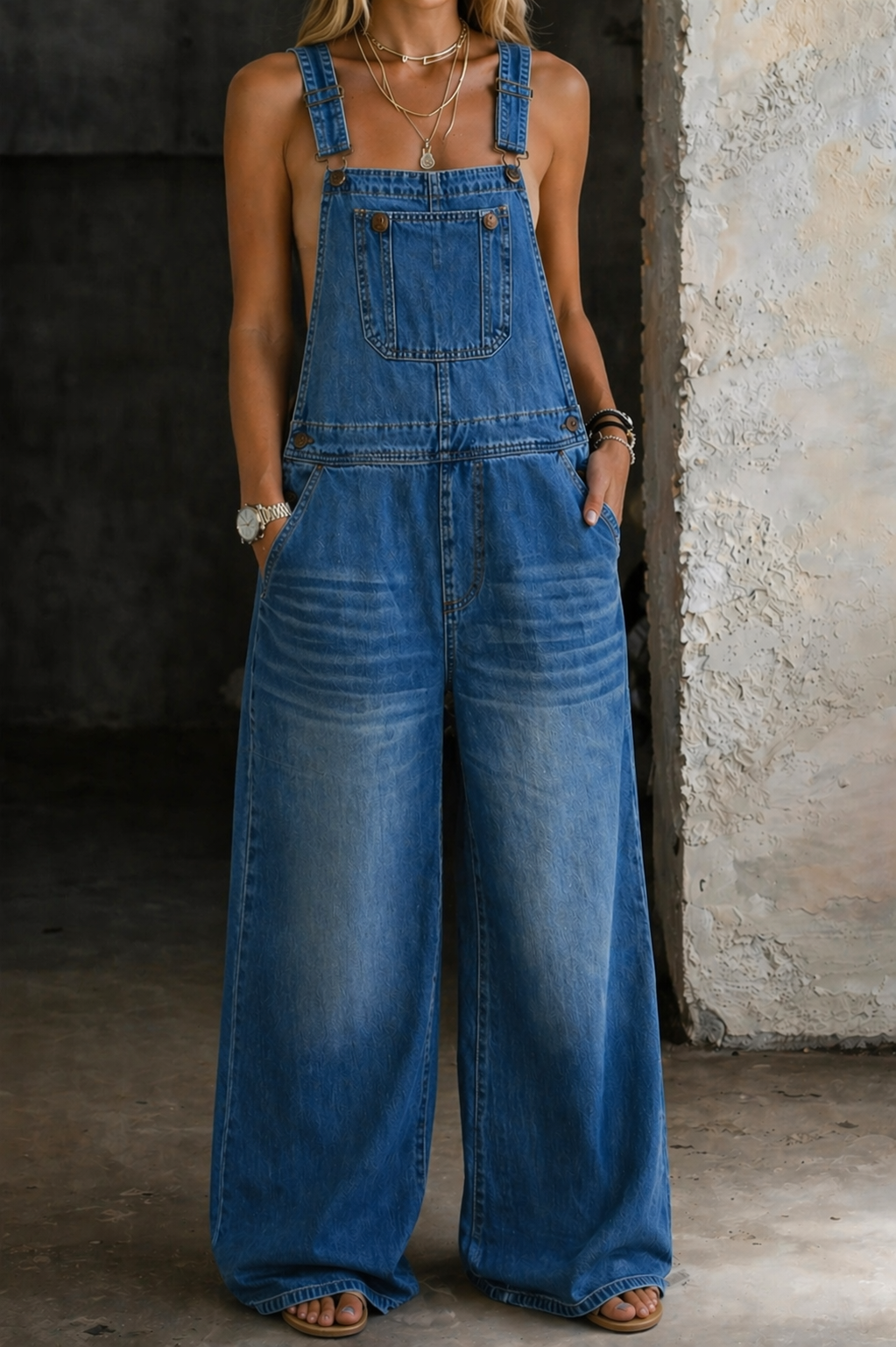 Harper | Denim Jumpsuit med Elastisk Midje