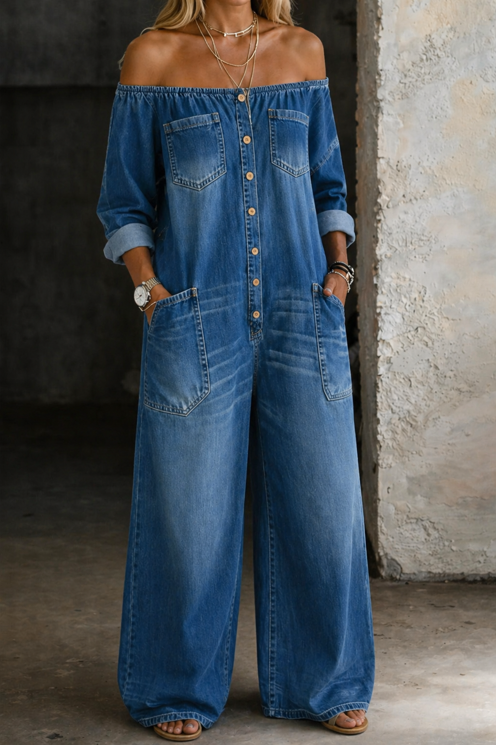 Elena | Off Shoulder Langermet Jumpsuit