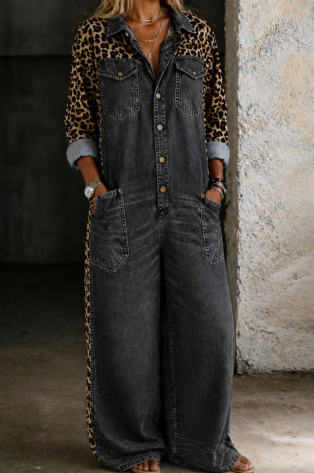 Amanda | One Piece Denim Skjorte Jumpsuit