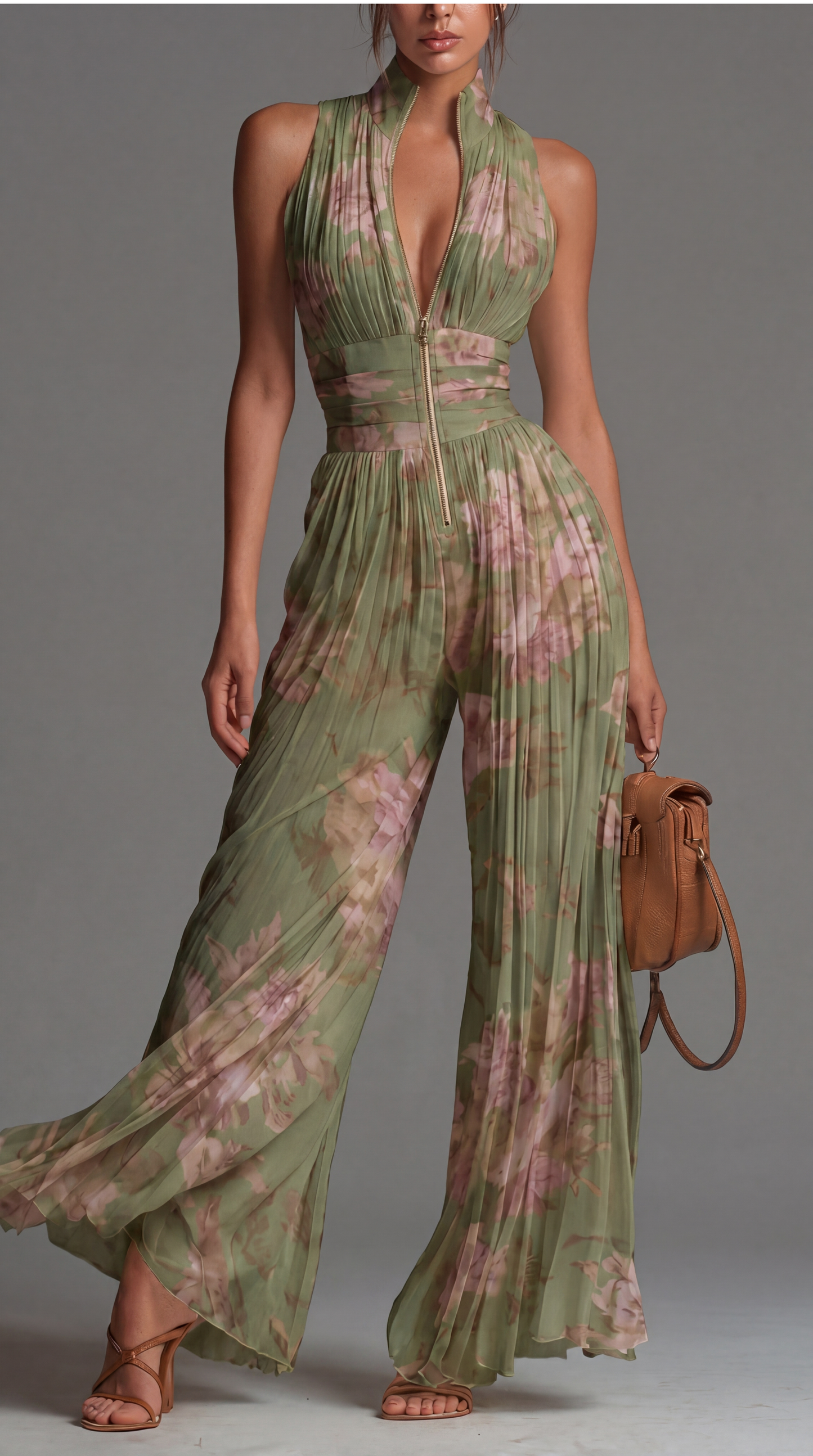 ESSENSIELL – Plisserte Blomster Chiffon Jumpsuit