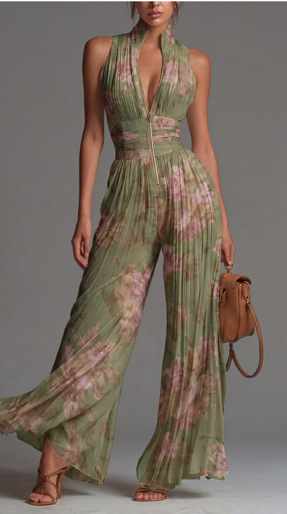 ESSENSIELL – Plisserte Blomster Chiffon Jumpsuit