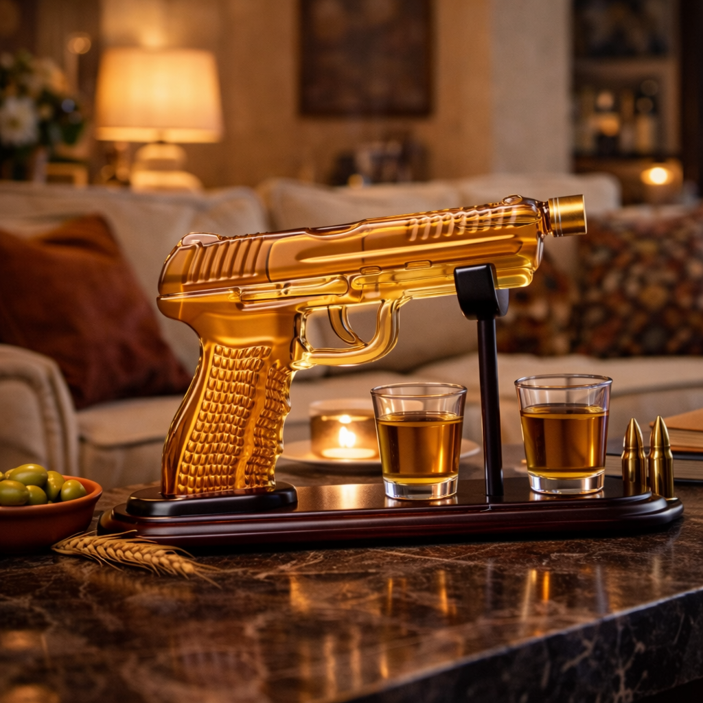 Whiskyflaske – Gun Set Edition med Glass