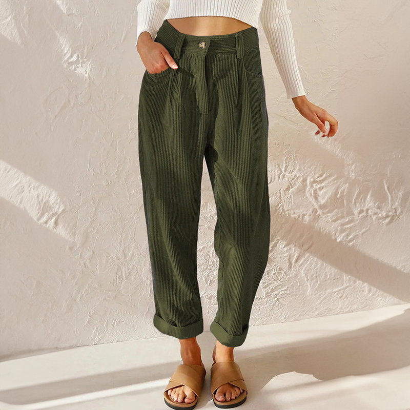 ANNIE | KOMFORTABLE HØYHÅRDE KORDTROUSER