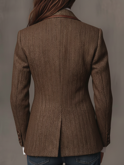 Women's Herringbone Printed Panel Blazer